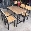 Bộ bàn 4 ghế quán ăn chân sắt mặt gỗ mới 98% giá rẻ