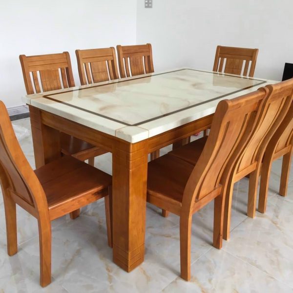 Thanh lý bộ bàn ăn 8 ghế mặt đá 1m8 cao cấp mới