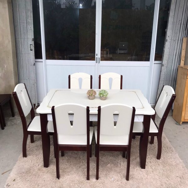 Thanh lý bộ bàn ăn mặt đá 6 ghế hiện đại cao cấp
