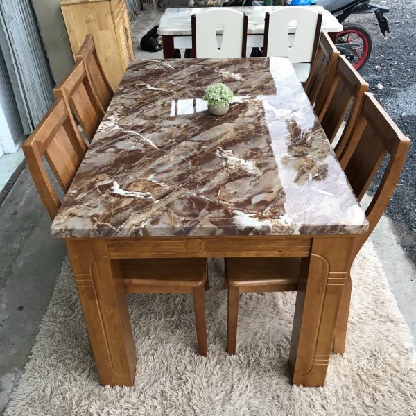 Bộ bàn ăn mặt đá 6 ghế vancouver cao cấp BA18