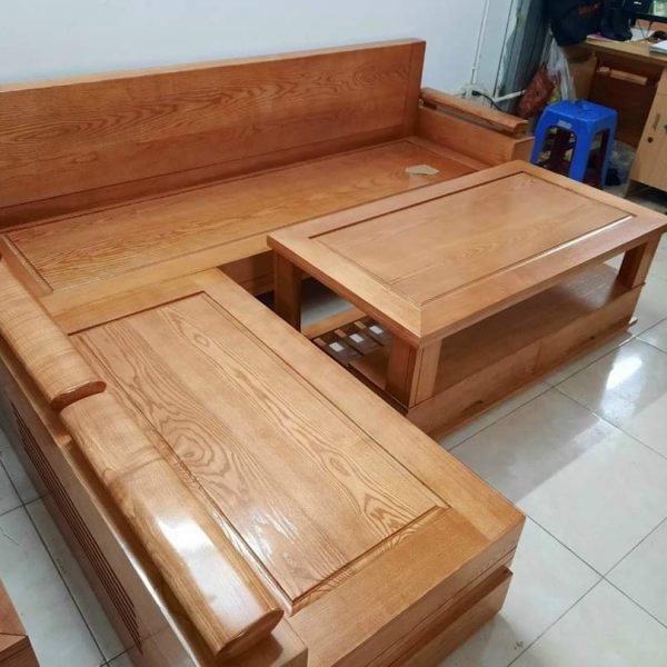 Thanh lý bộ salon gỗ sồi góc L xuất khẩu mới 95%
