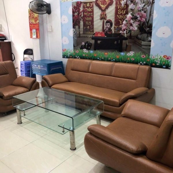 Bộ sofa cũ phòng khách da cao cấp mới 95% SF006