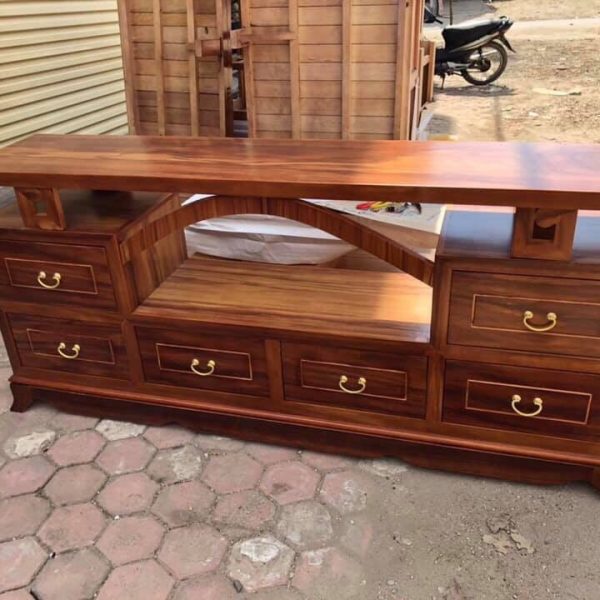 Thanh lý kệ tivi 1m6 gỗ hương xám cao cấp KTV10