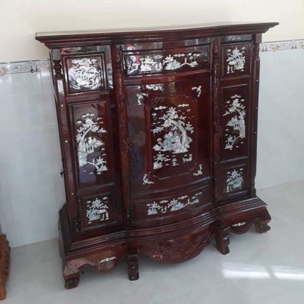 Thanh lý tủ thờ 6 chân gỗ cẩn xà cừ giá rẻ TT001