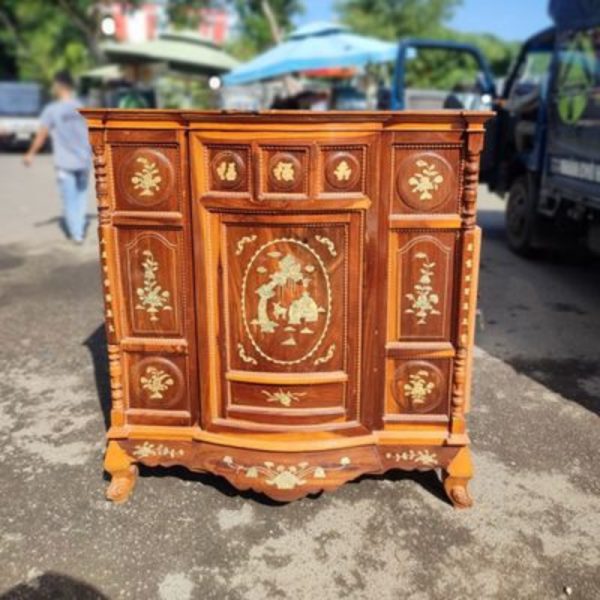 Tủ thờ gia tiên 4 chân gỗ tràm cũ 98% giá rẻ TT002