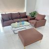 Thanh lý bộ sofa tiếp khách màu nâu đỏ cao cấp