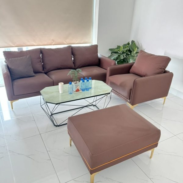 Thanh lý bộ sofa tiếp khách màu nâu đỏ cao cấp