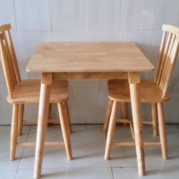 Bộ bàn ghế cafe 7 nan gỗ tự nhiên mới 99%