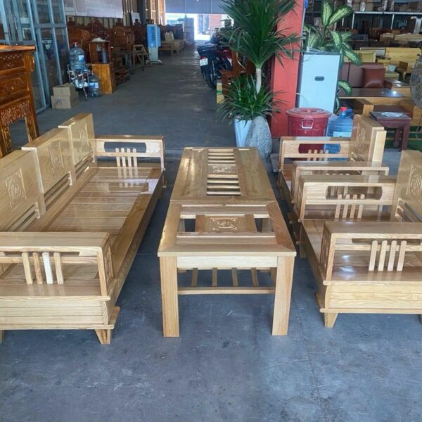 Thanh lý bộ salon gỗ sồi đối xứng tồn kho mới 98%