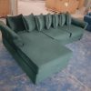 Bộ sofa góc L xuất khẩu màu xanh bọc nỉ mới 100%