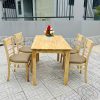 Bộ bàn ăn cabin gỗ màu tự nhiên mới 98% BA006