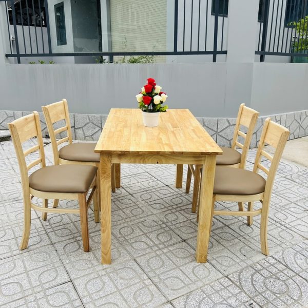 Bộ bàn ăn cabin gỗ màu tự nhiên mới 98% BA006