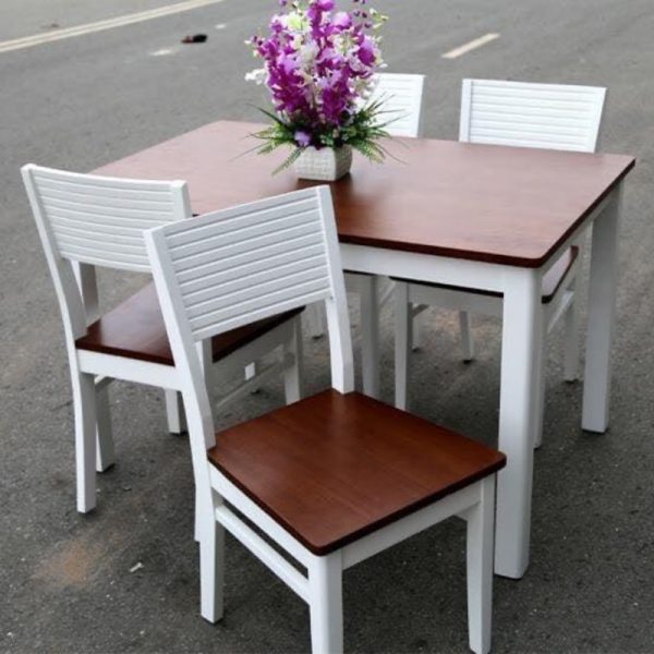 Bộ bàn ăn chery màu trắng mới giá xưởng