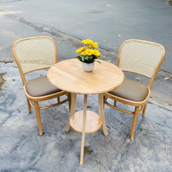 Ghế cafe gỗ ASH đan mây tồn kho mới 98%