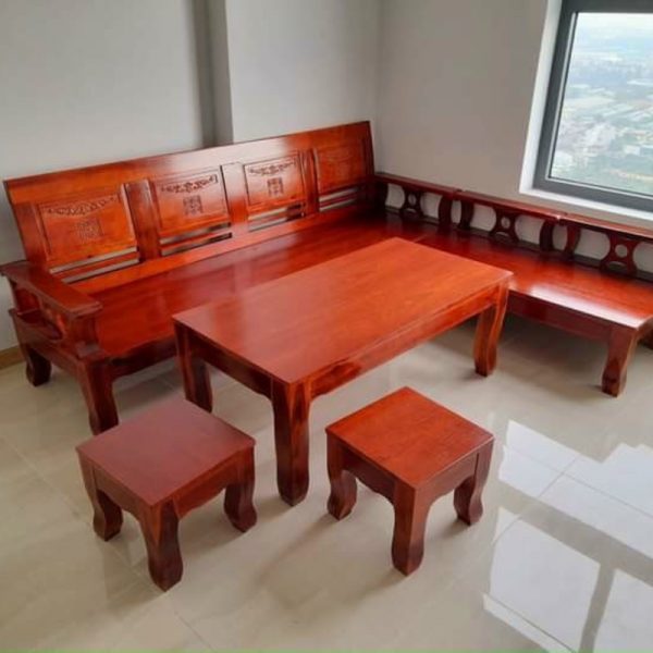 Thanh lý bộ salon gỗ tràm góc xuất khẩu giá rẻ SL026