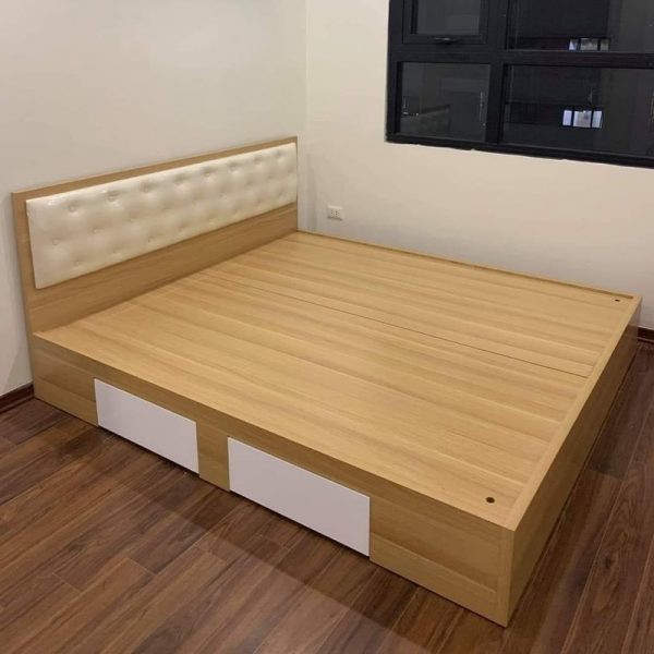 Gường ngủ 1m8 đầu nệm có hộc tủ mới