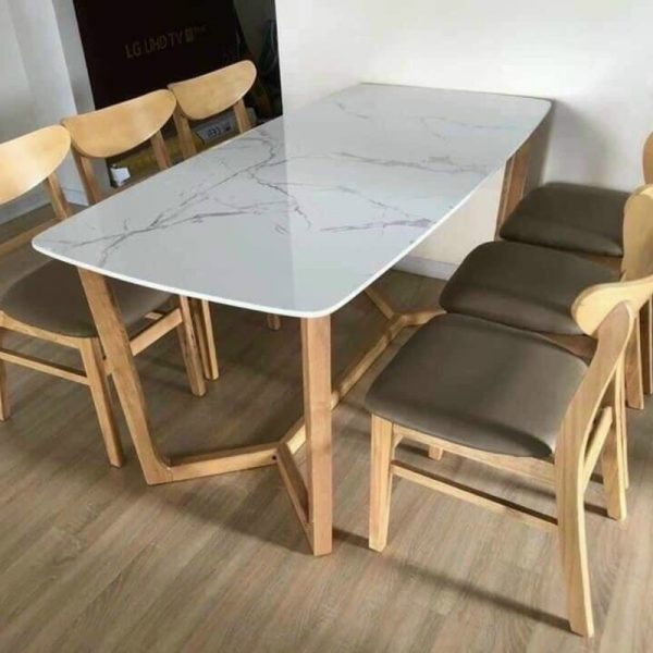 Bộ bàn ăn 6 ghế gỗ tự nhiên mới giá xưởng