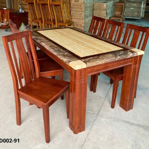 Bộ bàn ăn gia đình 6 ghế gỗ sồi xuất khẩu 99%