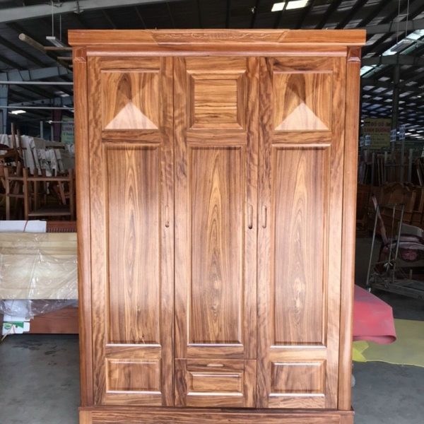 Tủ quần áo 3 cánh gỗ hương xám 1m5 mới 95%