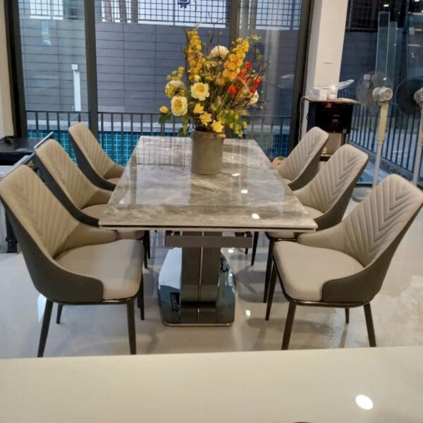 Bộ bàn ăn 6 ghế nhập khẩu chân V sang trọng 99%