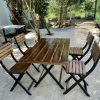 Bộ bàn ghế xếp chân sắt mặt gỗ nâu mới 99% giá rẻ