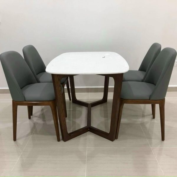 Thanh lý bộ bàn ăn mặt đá hiện đại cao cấp mới 99%