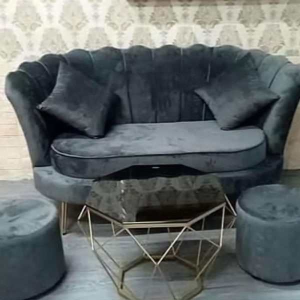 Thanh lý bộ sofa bọc nhung màu xám sang trọng