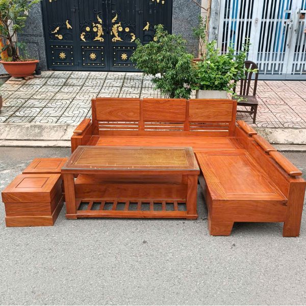 Thanh lý bộ salon gỗ gõ đỏ cao cấp mới 90%