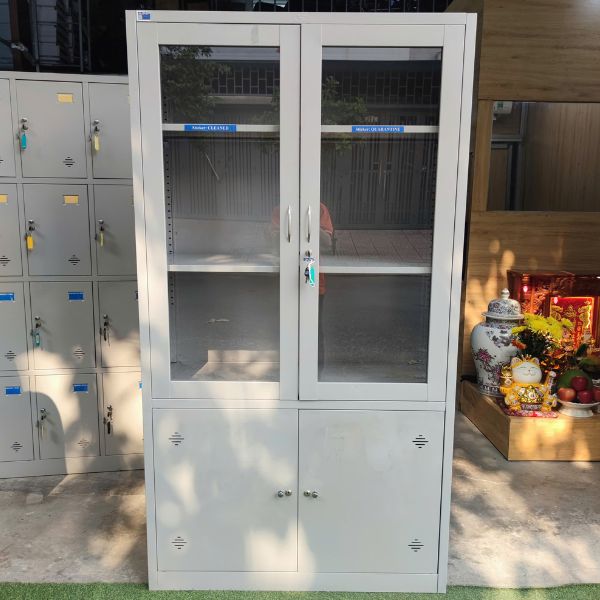 Tủ hồ sơ sắt hoà phát 2 cánh kính cũ