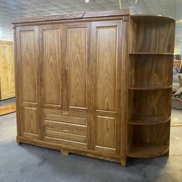 Tủ áo gỗ hương lau tự nhiên có kệ tồn kho