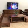 Thanh lý bộ salon góc gỗ sồi màu ốc chó đậm tồn kho