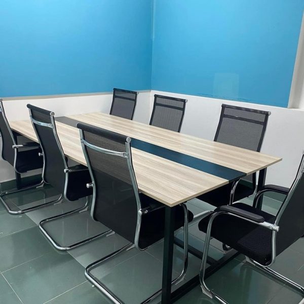 Combo bàn họp 1m2*2m4 chân sắt ghế chân quỳ