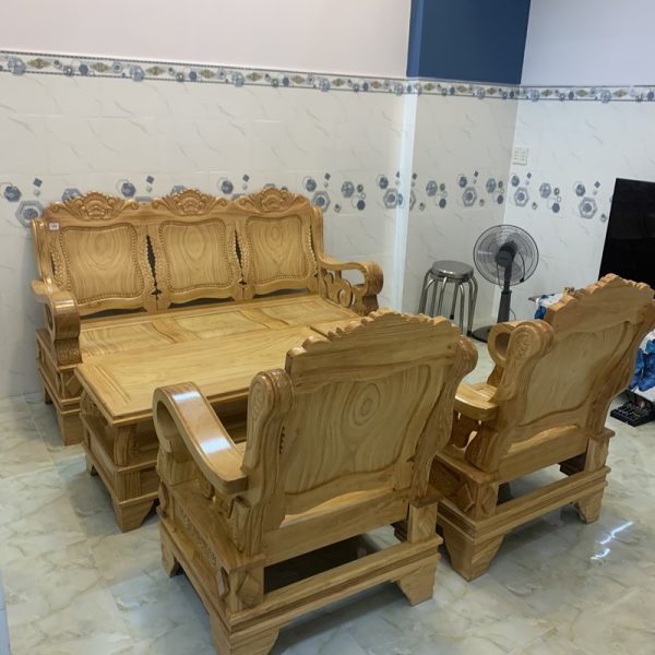 Thanh lý bộ salon gỗ thùng quạt lớn Gõ Đõ mới 99%