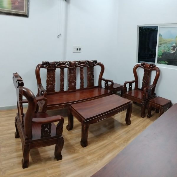 Bộ salon gỗ tay 8 tràm phúc lộc thọ mới 99%