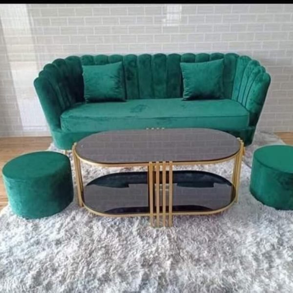 Bộ sofa bọc nhung màu xanh tồn kho mới 99%