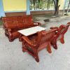 Bộ salon thùng gỗ xưa có mặt đá mới 95%