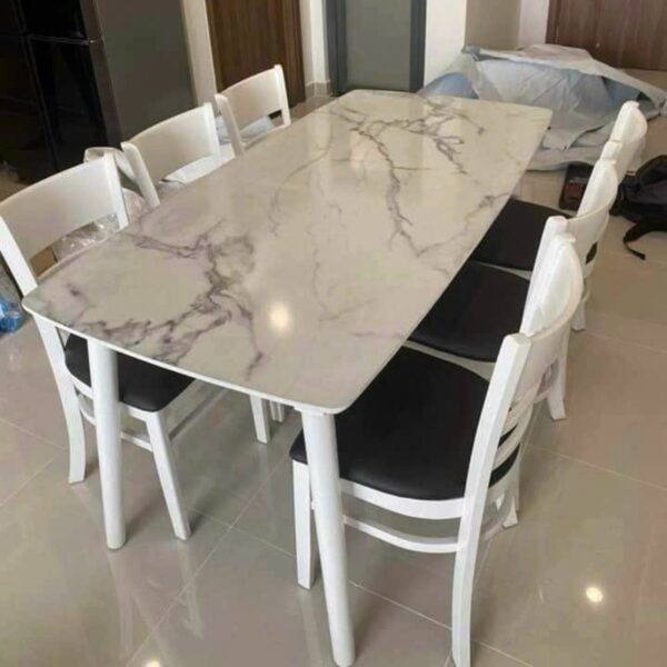 Thanh lý bộ bàn ăn cabin trắng 6 ghế mới 99%