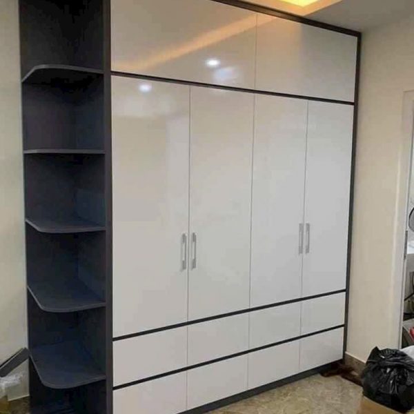 Tủ áo cao 2m7*2m4 màu xám trắng mới