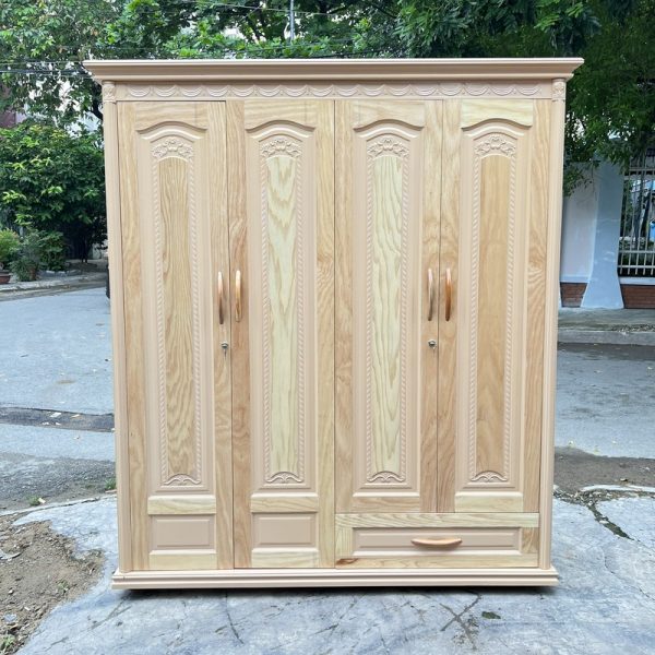 Tủ quần áo gỗ tự nhiên phủ sồi 1m8*2m mới 99%