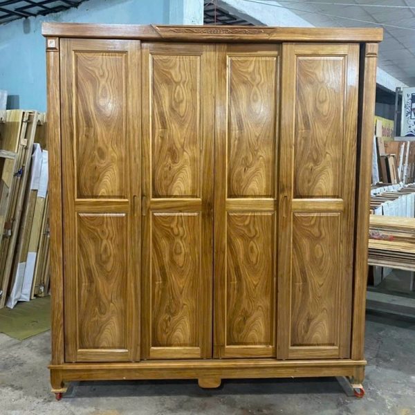 Tủ áo gỗ hương xám 4 cánh tồn kho mới 100%
