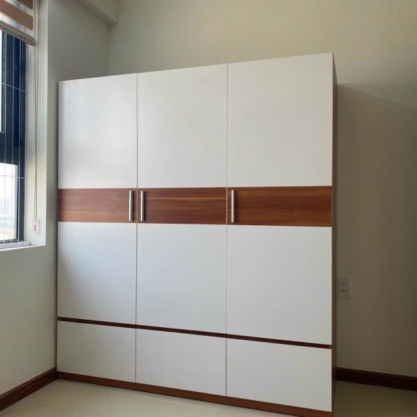 Tủ áo 3 cánh 1m6*2m màu trắng nâu