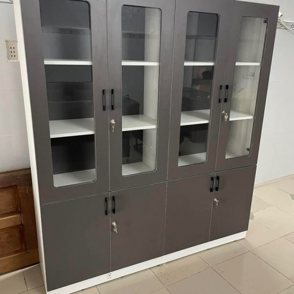 Tủ hồ sơ 4 cánh 1m8*2m màu xám mới 99%