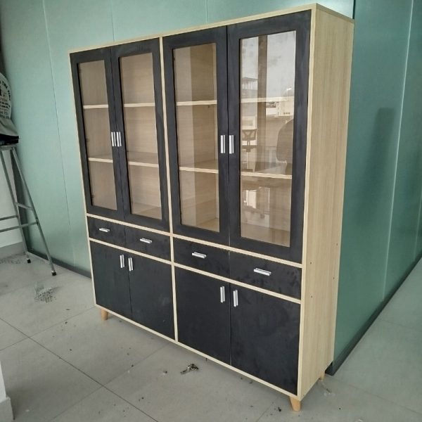 Tủ hồ sơ văn phòng 2m MDF chân gỗ cao cấp mới 99%