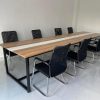 Bàn họp 1m2*4m8 chân sắt mặt gỗ MDF mới