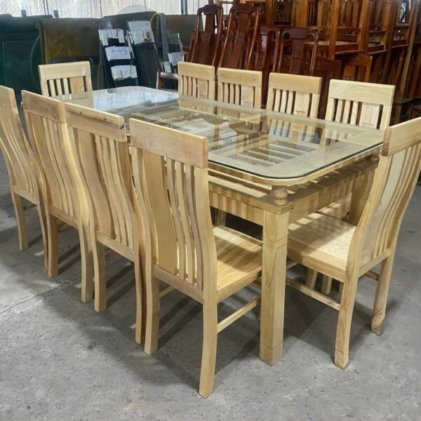 Thanh lý bộ bàn ăn 10 ghế gỗ sồi xuất khẩu mới 98%
