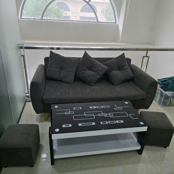 Thanh lý bộ sofa gia đình bọc nỉ màu xám 95%
