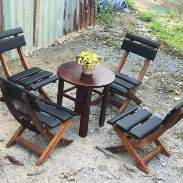 Ghế xếp gỗ tự nhiên bọc da mới 100%
