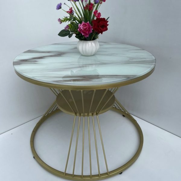Bàn sofa chân trụ tròn màu kính phun bông mới