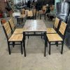 Bộ bàn ghế chân sắt mặt gỗ 1m2x60cm quán ăn mới 100%