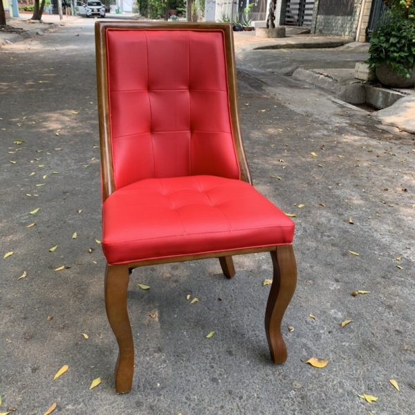 Ghế cafe gỗ bọc da màu đỏ cao cấp mới